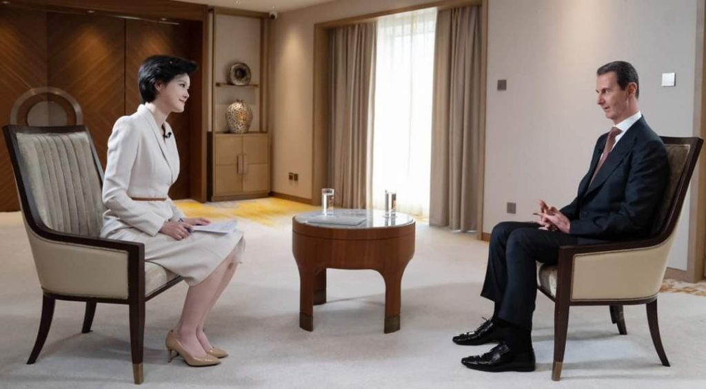 المقابلة المتلفزة التي أجراها تلفزيون الصين المركزي  CCTV مع الرئيس بشار الأسد خلال زيارته إلى جمهورية الصين الشعبية